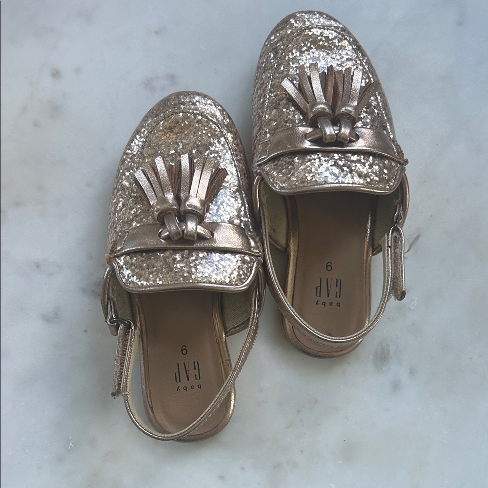GAP Gold Glitter Kids Mule Slip On Shoes